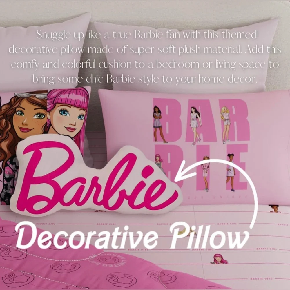 NWT Barbie Throw Pillow/ Pink Barbie Pillow Room Decor/Barbie Accessories
